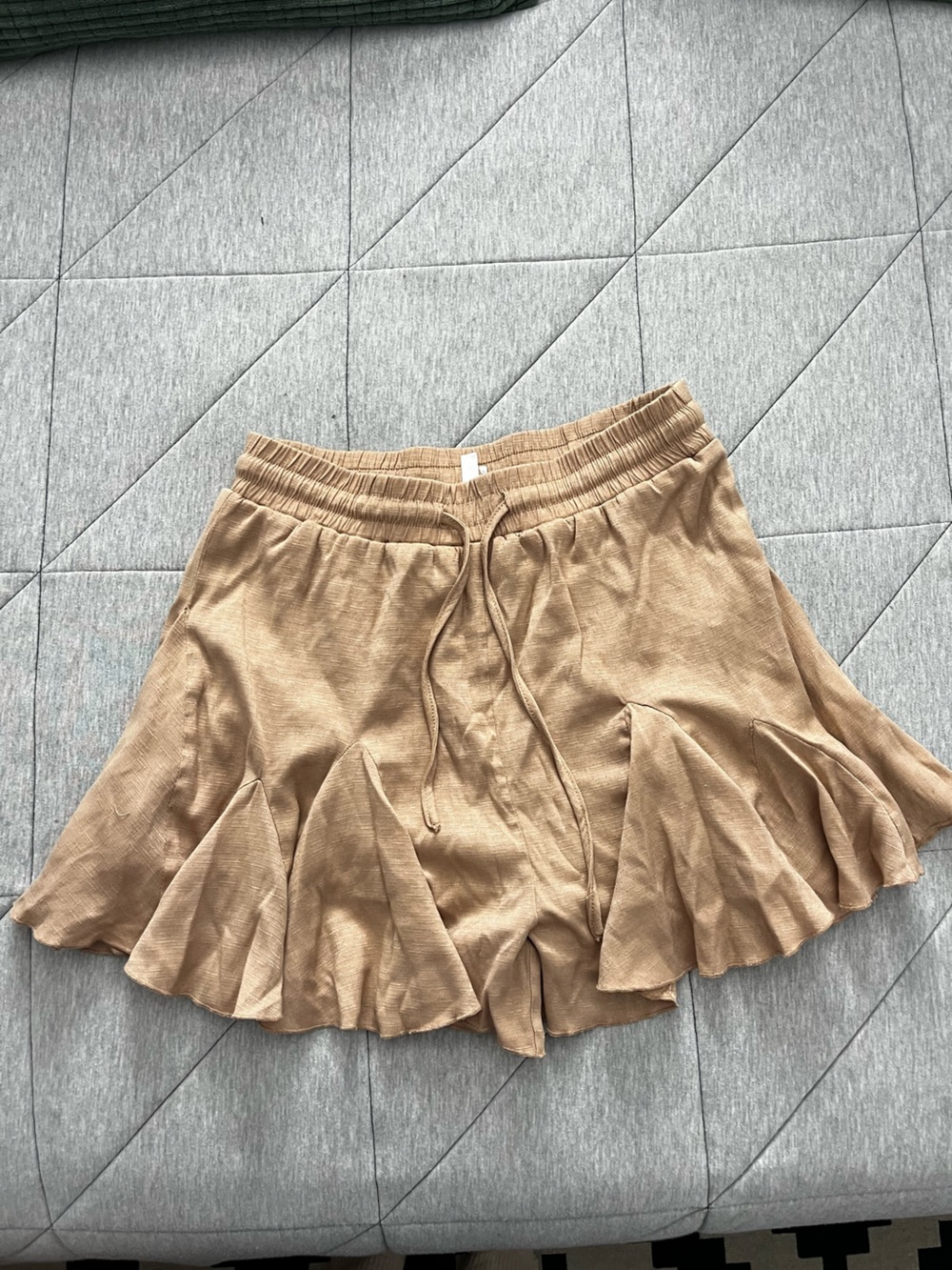 glam Tan Skort with Elastic Waist